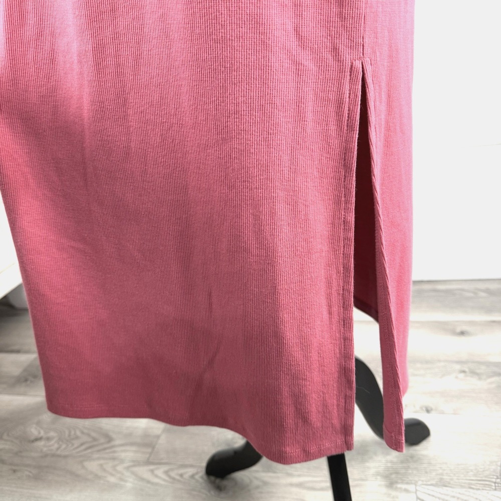 Nines by Hatch Maternity Ribbed Bodycon Midi T Shirt Dress L Pink Stretch Pencil - Picture 5 of 7